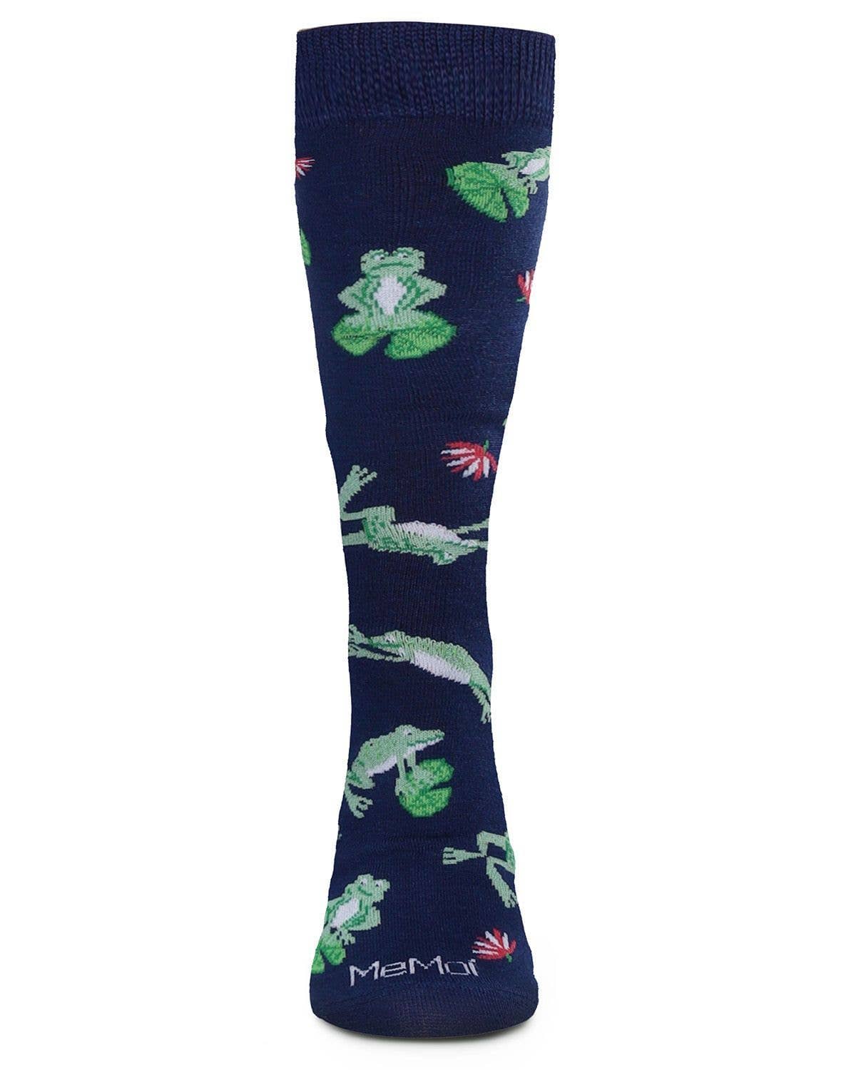 Infinity Classics International Inc. - Men's Frogs Bamboo Crew Socks: Navy / 10-13