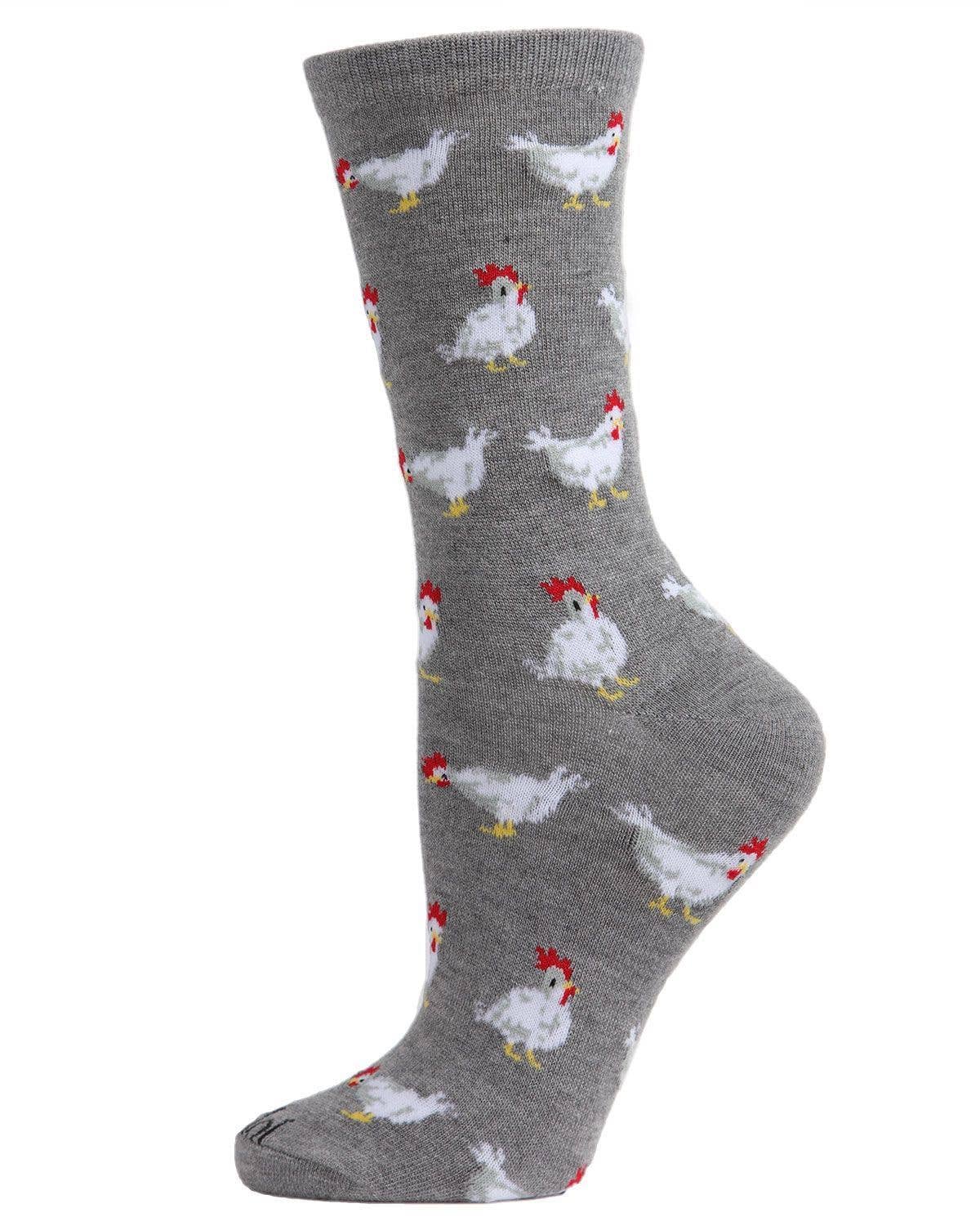 Infinity Classics International Inc. - MeMoi Chickens Bamboo Blend Crew Socks: Black / 9-11