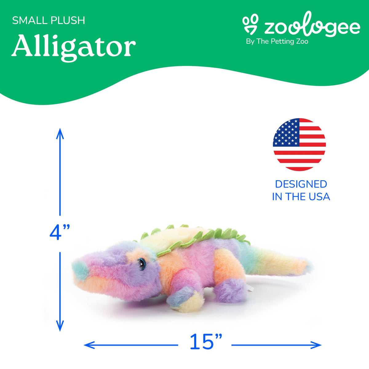 The Petting Zoo - 15" (38cm) Rainbow Ombrez Alligator Small