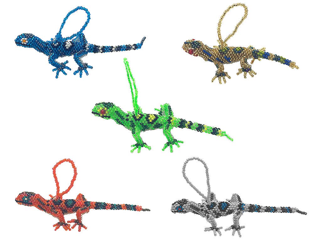 Pichincha - Beaded Lizard Figurine Seed Bead Hanging Ornament