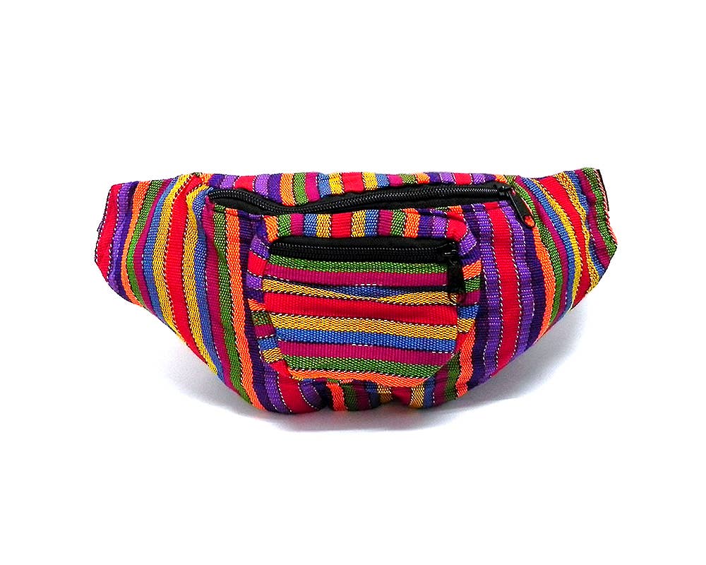 Pichincha - Woven Striped Guatemalan 2 Zipper Fanny Pack