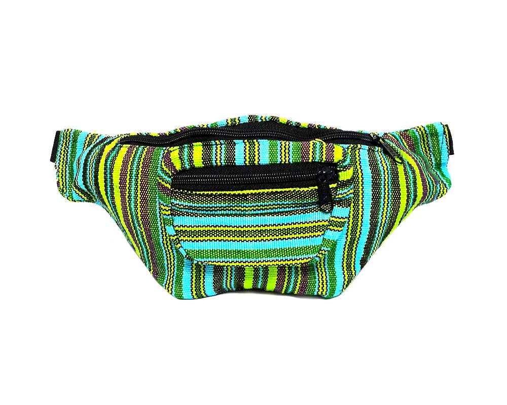Pichincha - Woven Striped Guatemalan 2 Zipper Fanny Pack