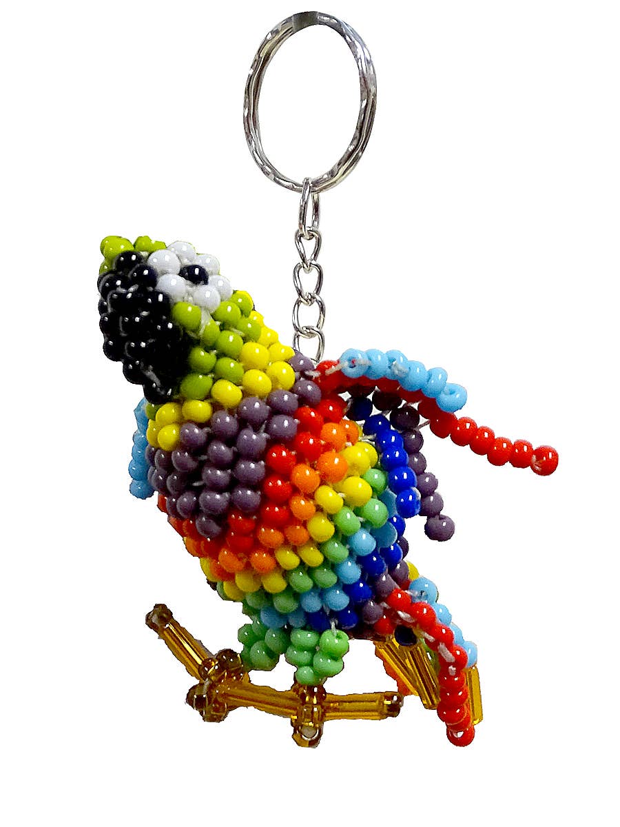 Pichincha - Beaded Parrot Bird Seed Bead Figurine Keychain