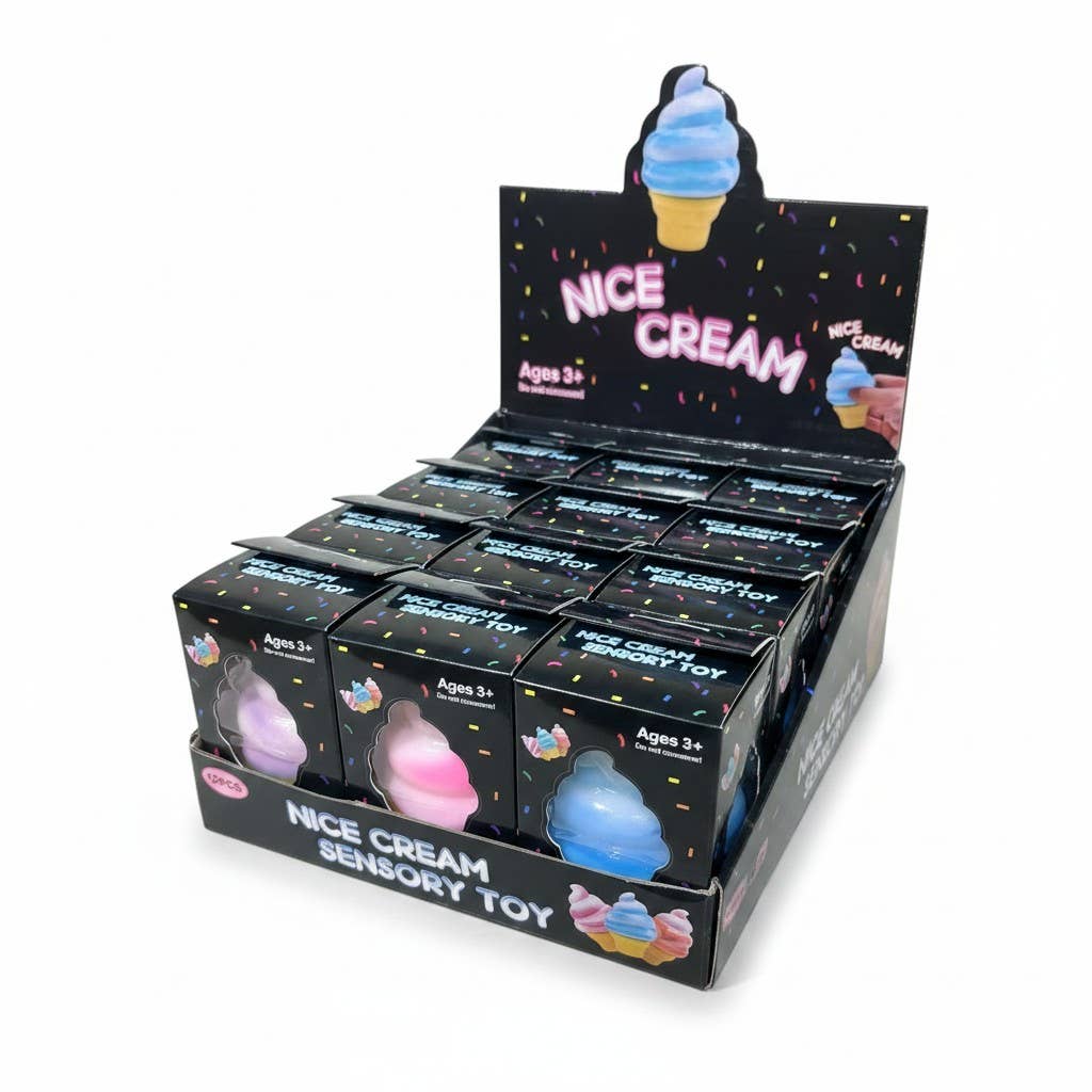 K & S WHOLESALE INC - Nice Cream Squishy Sensory Toy – Ice Cream Shape 12ct