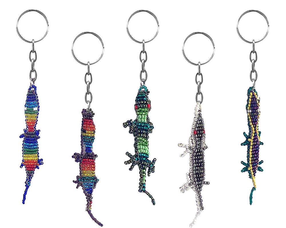 Pichincha - Beaded Lizard Seed Bead Figurine Keychain
