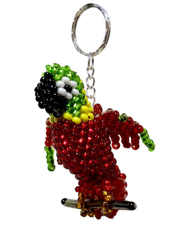 Pichincha - Beaded Parrot Bird Seed Bead Figurine Keychain