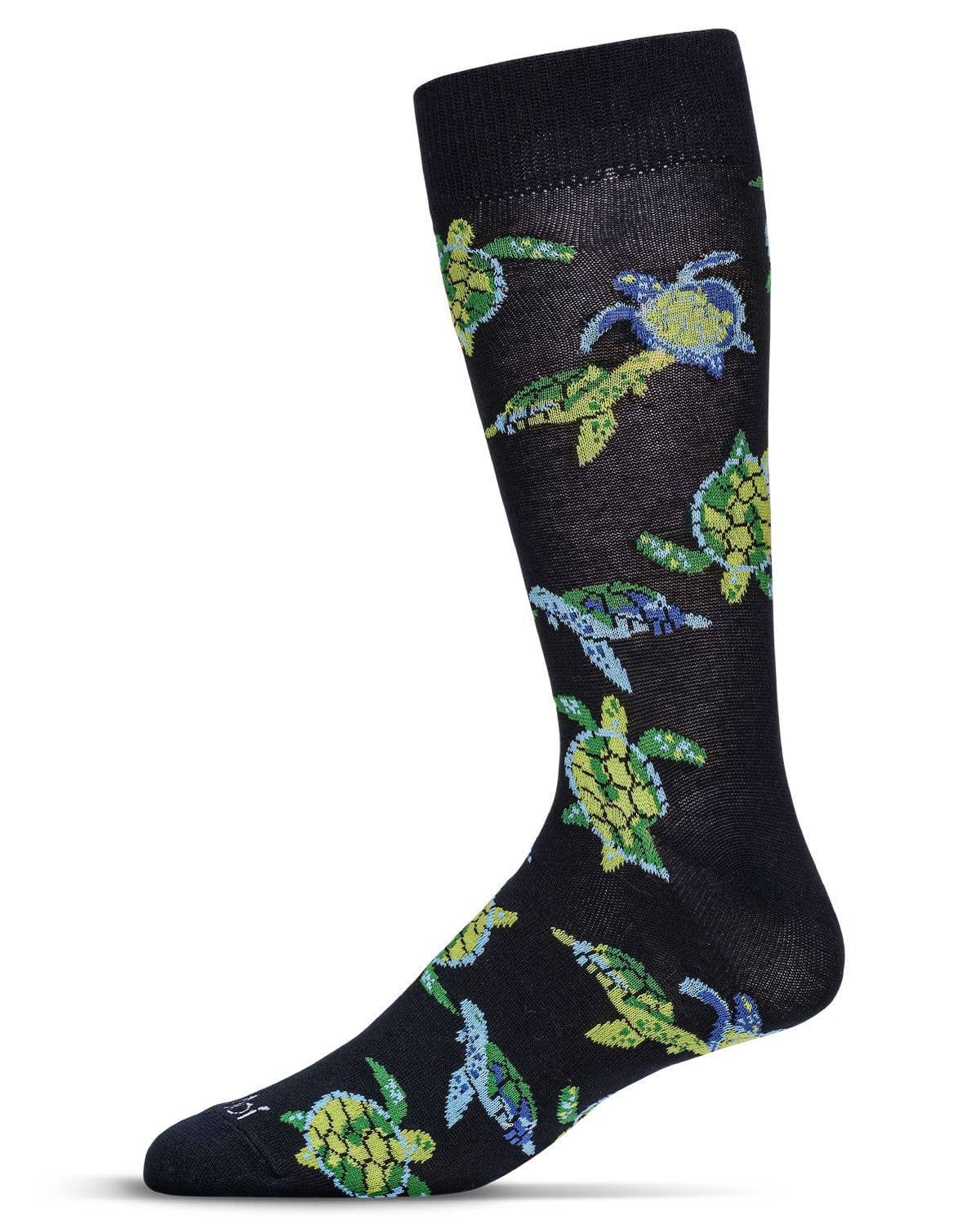 Men's Turtles Bamboo Crew Socks: Navy / 10-13