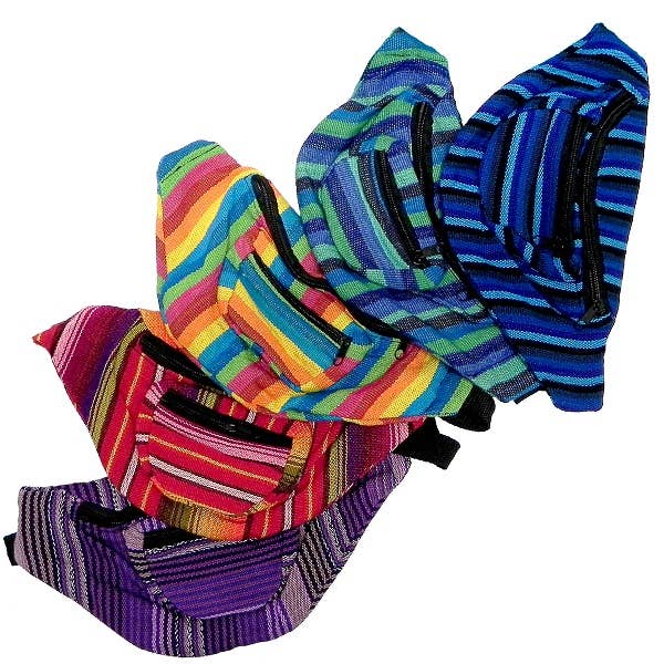 Pichincha - Woven Striped Guatemalan 2 Zipper Fanny Pack
