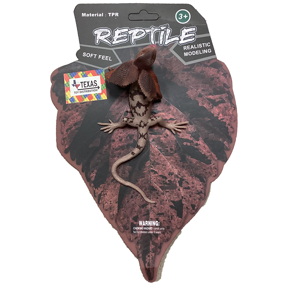 Texas Toy Distribution - Frilled Lizard Reptile Figurine on Peggable Board