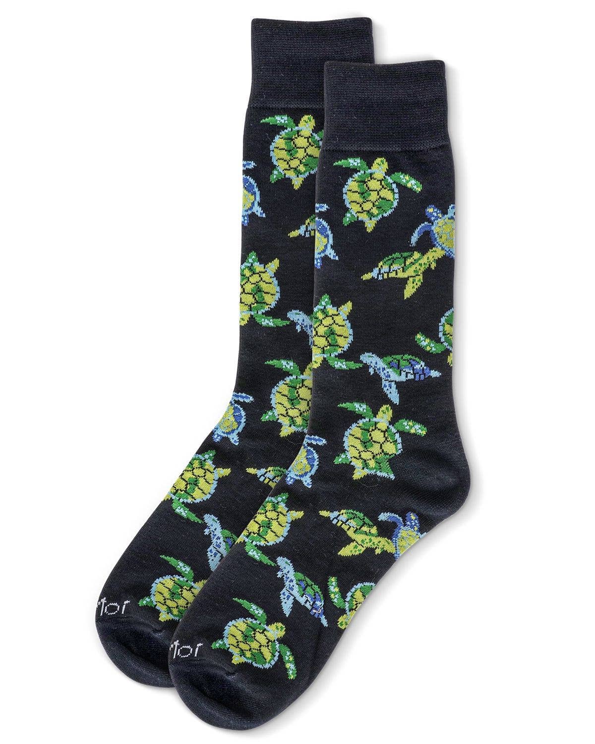 Men's Turtles Bamboo Crew Socks: Navy / 10-13