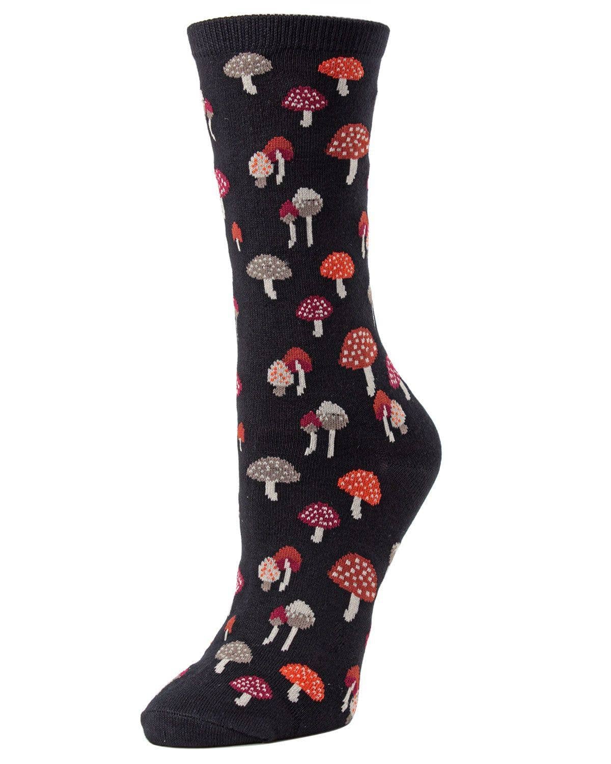 Infinity Classics International Inc. - Mushroom Field Bamboo Blend Crew Sock: Black / 9-11