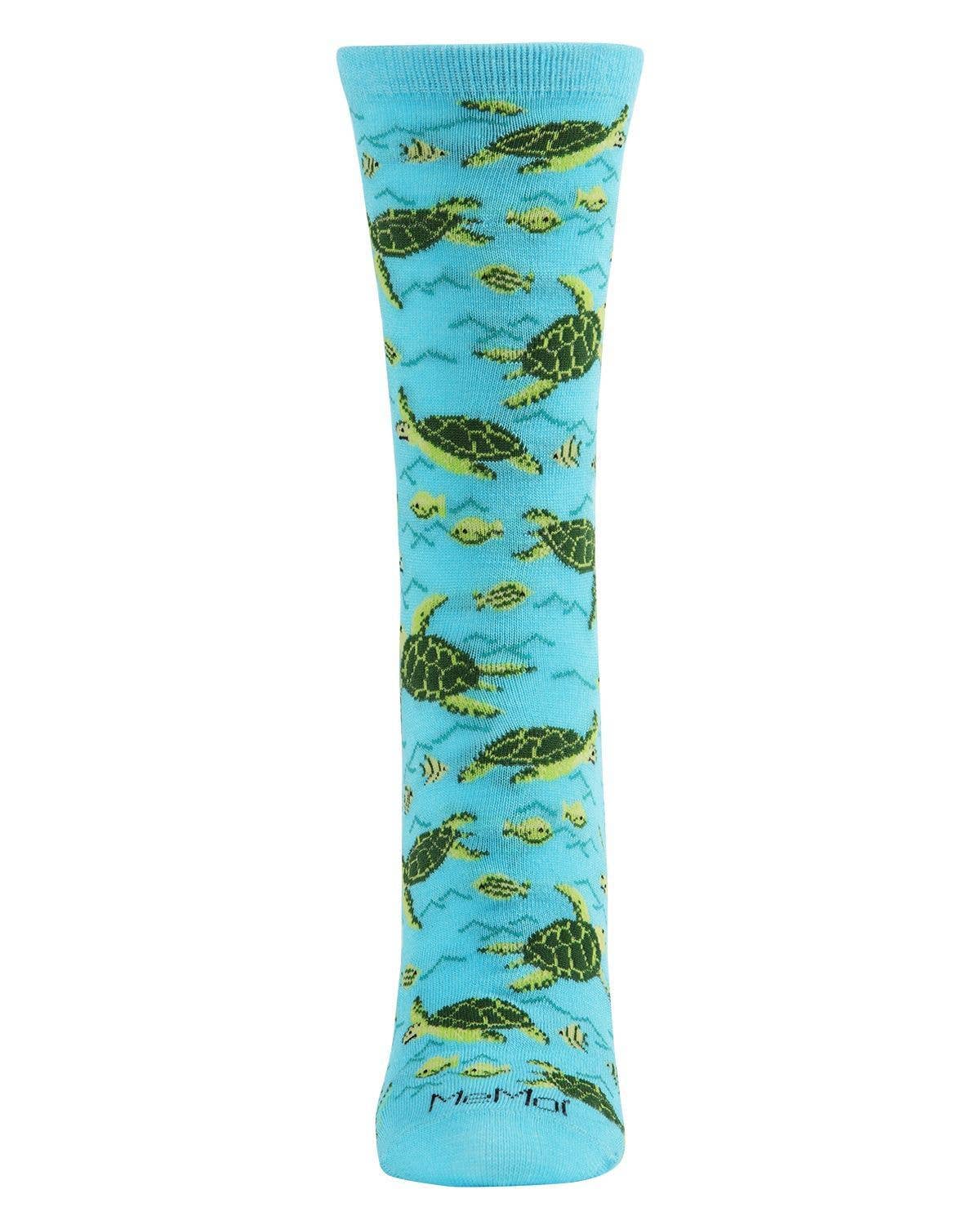 Infinity Classics International Inc. - MeMoi Turtle Time Bamboo Crew Socks: Black / 9-11
