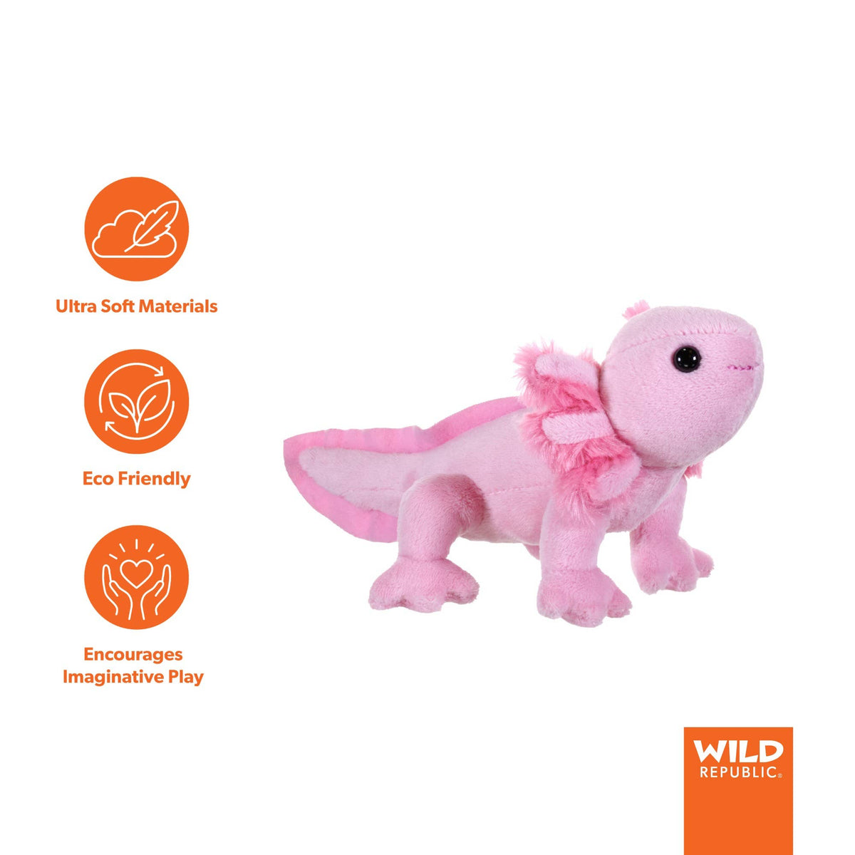 Wild Republic - Pocketkins-ECO-Axolotl Stuffed Animal 5"