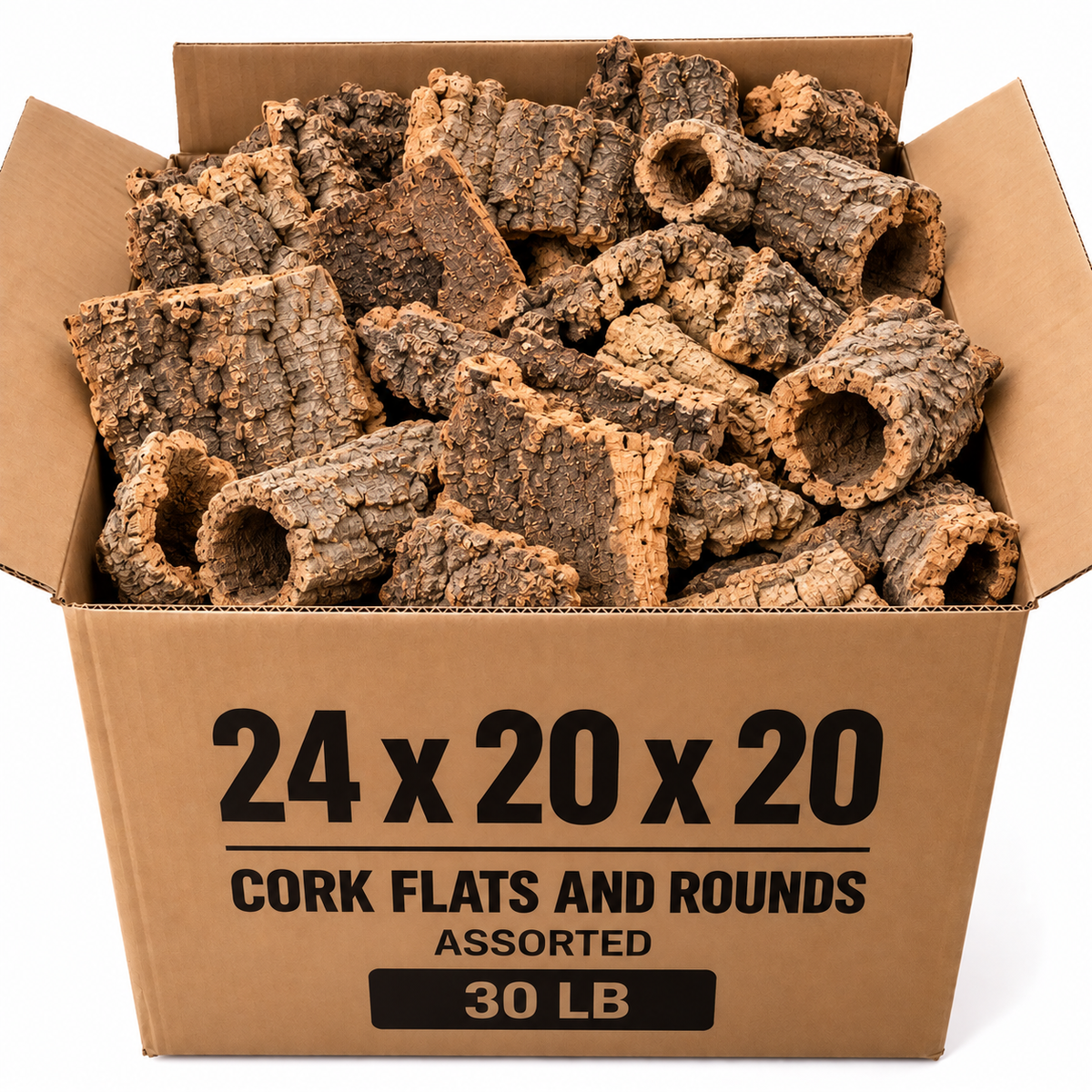 Wholesale Cork| Assorted Virgin Cork Bark Case: Flats & Rounds