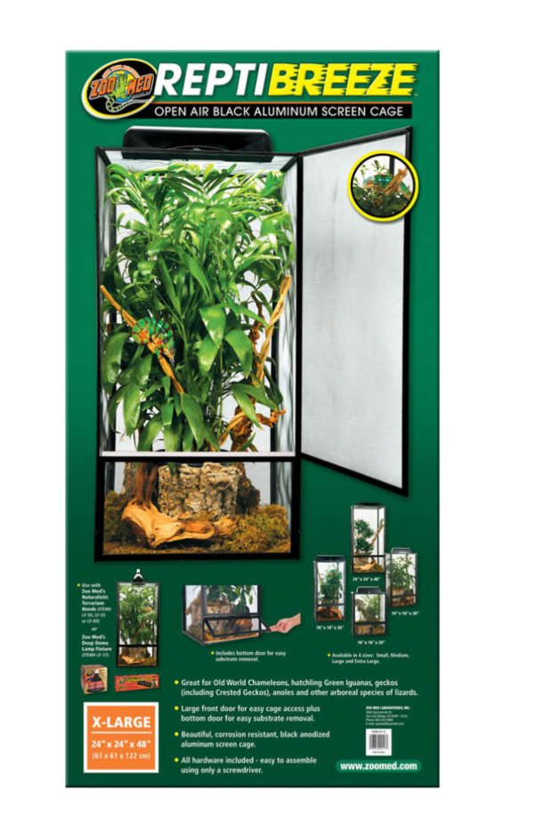 Zoo Med ReptiBreeze Open Air Aluminum Screen Cage Black, 1ea/XL