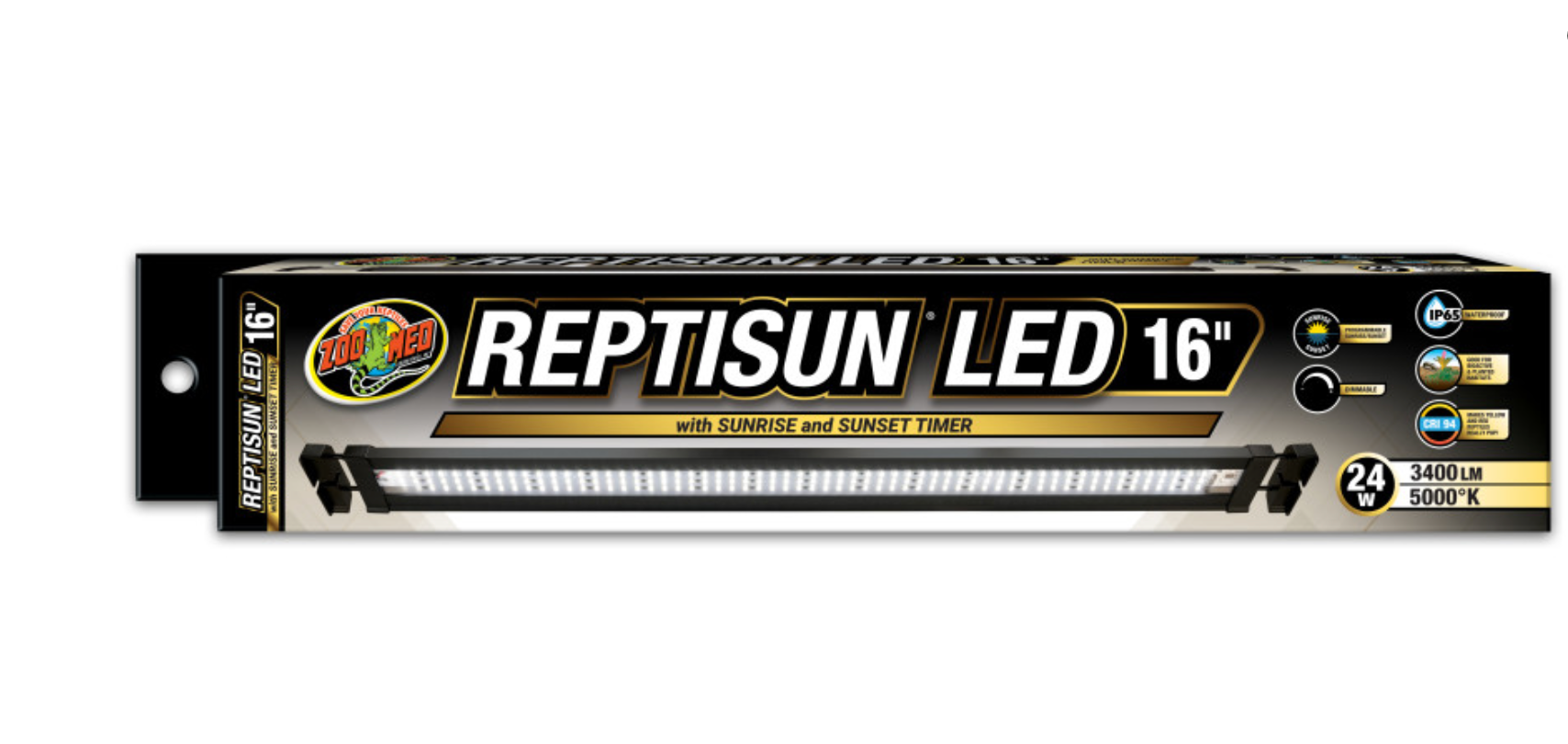 Zoo Med Reptisun LED with Sunrise and Sunset Timer Terrarium Hood 24watt 16in