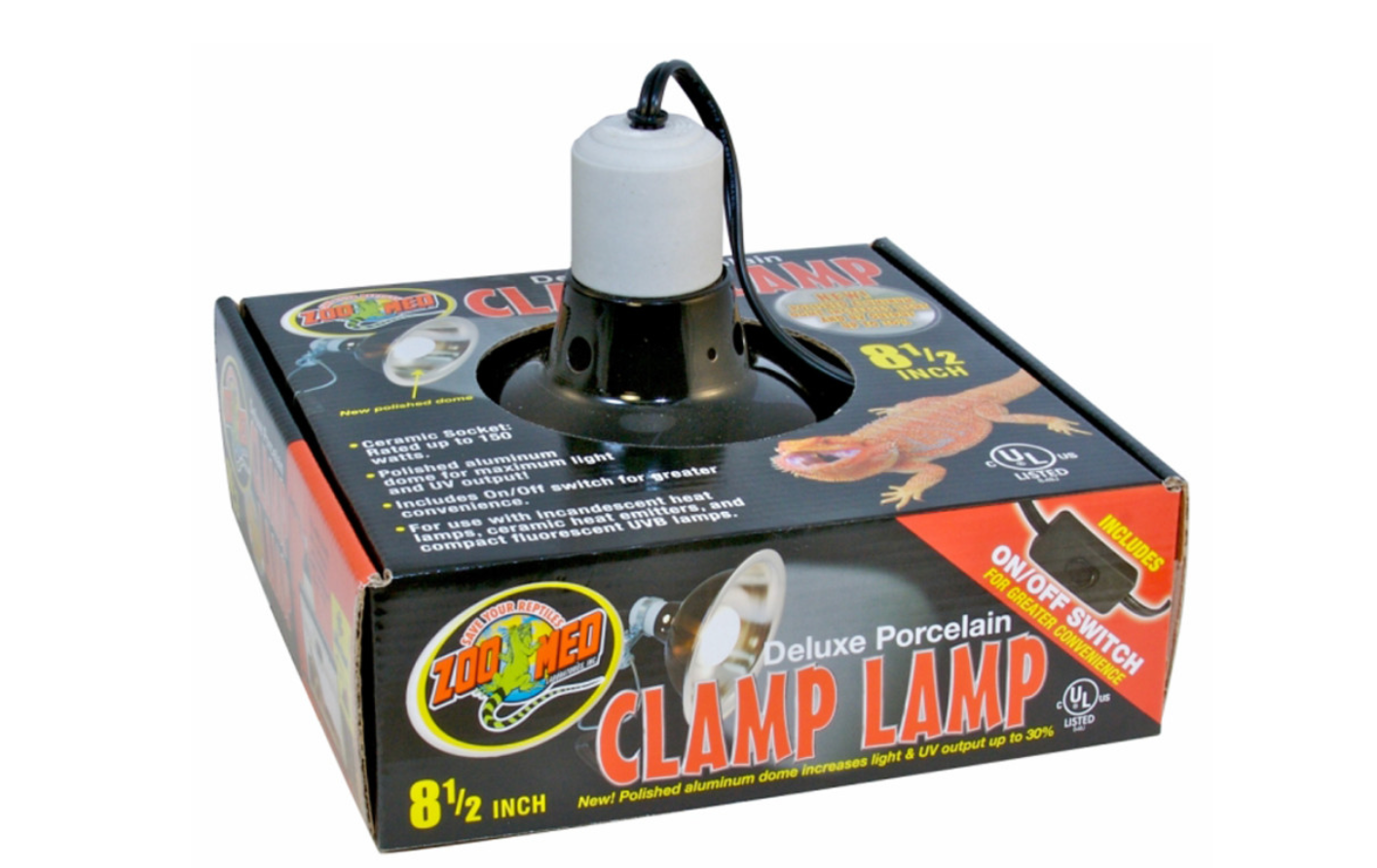 Zoo Med Deluxe Porcelain Clamp Lamp 8.5in