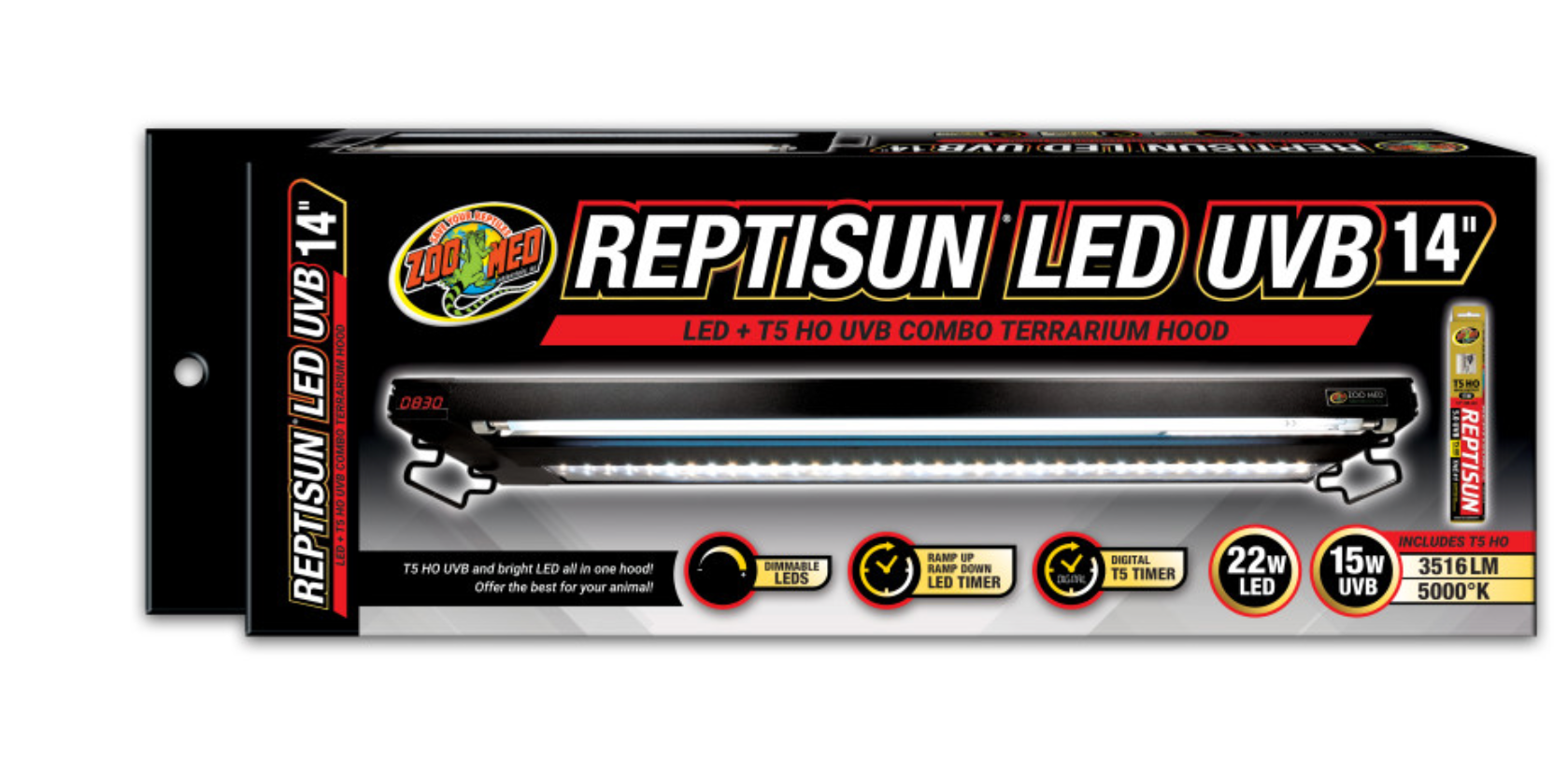 Zoo Med Reptisun LED UVB Combo Terrarium Hood 1ea/14 in
