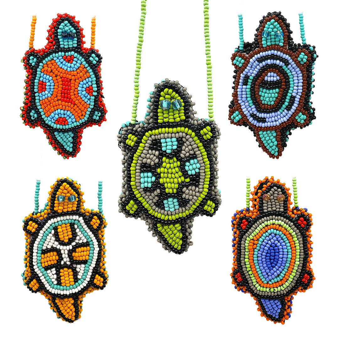 Pichincha - Seed Bead Turtle Shaped Medicine Pouch Necklace Stash Bag