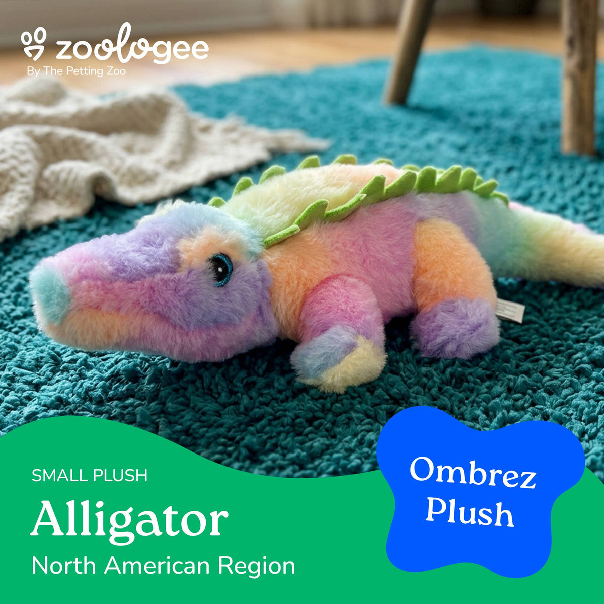 The Petting Zoo - 15" (38cm) Rainbow Ombrez Alligator Small