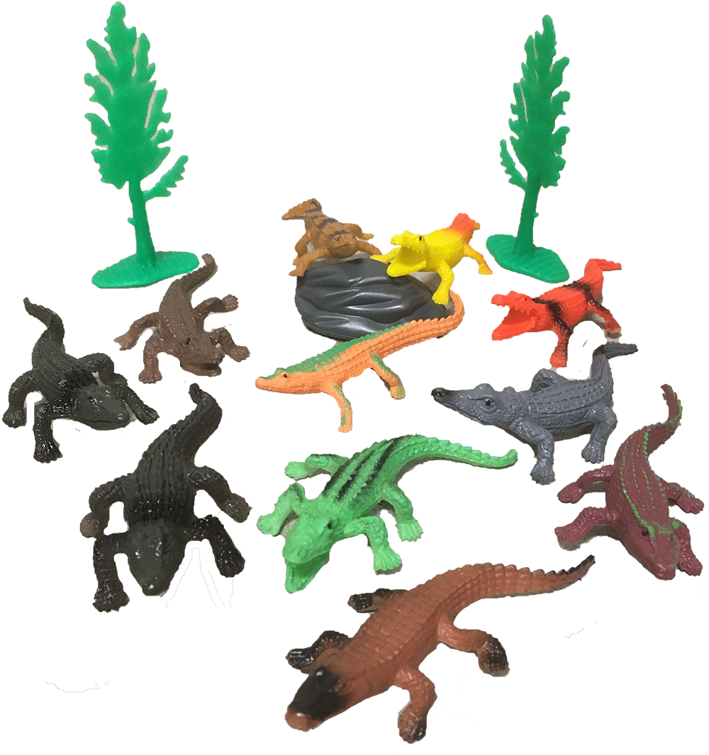 Texas Toy Distribution - Crocodile Figurines in Clear Tube with Reptile Head Topper
