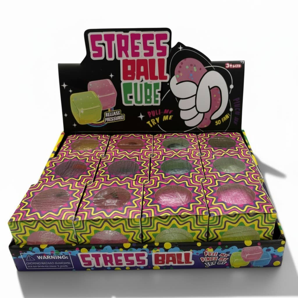 K & S WHOLESALE INC - Jumbo Stress Ball Cube – Glitter Gel Sensory Fidget Toy