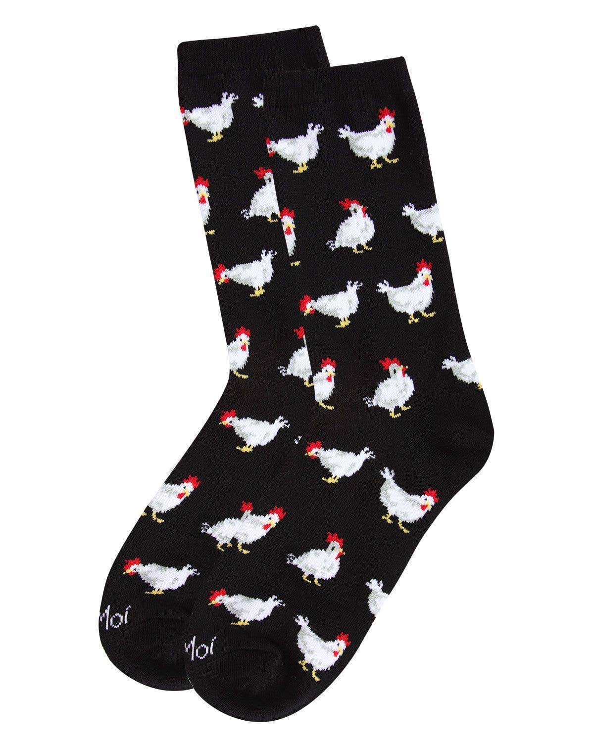 Infinity Classics International Inc. - MeMoi Chickens Bamboo Blend Crew Socks: Black / 9-11