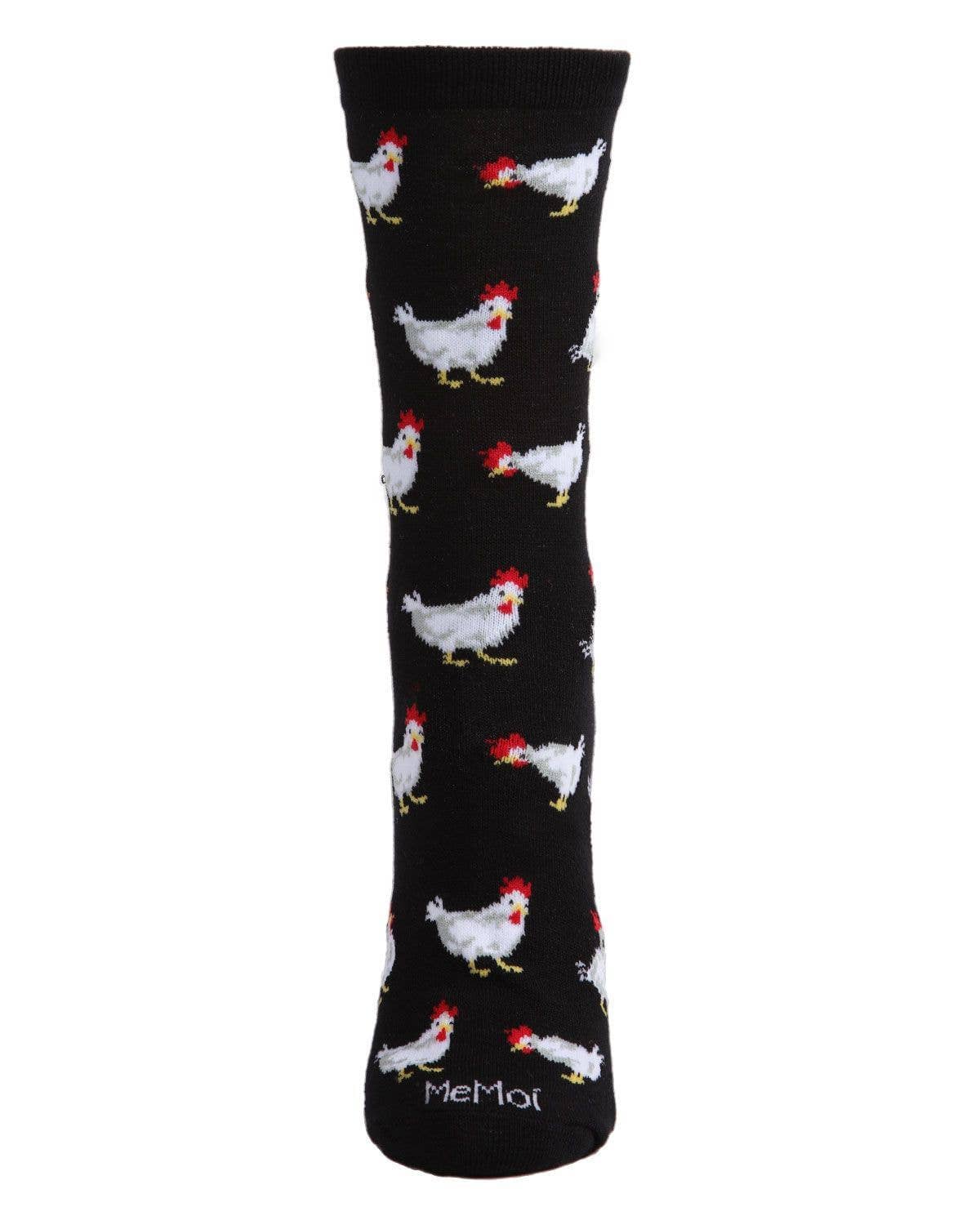 Infinity Classics International Inc. - MeMoi Chickens Bamboo Blend Crew Socks: Black / 9-11