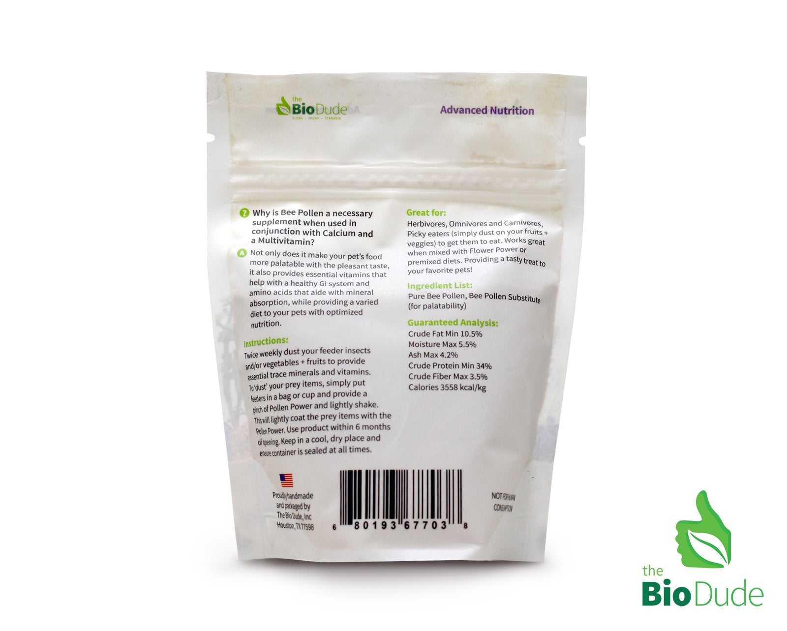 The Bio Dude - Pollen Power - Premium Bee Pollen Supplement - DS