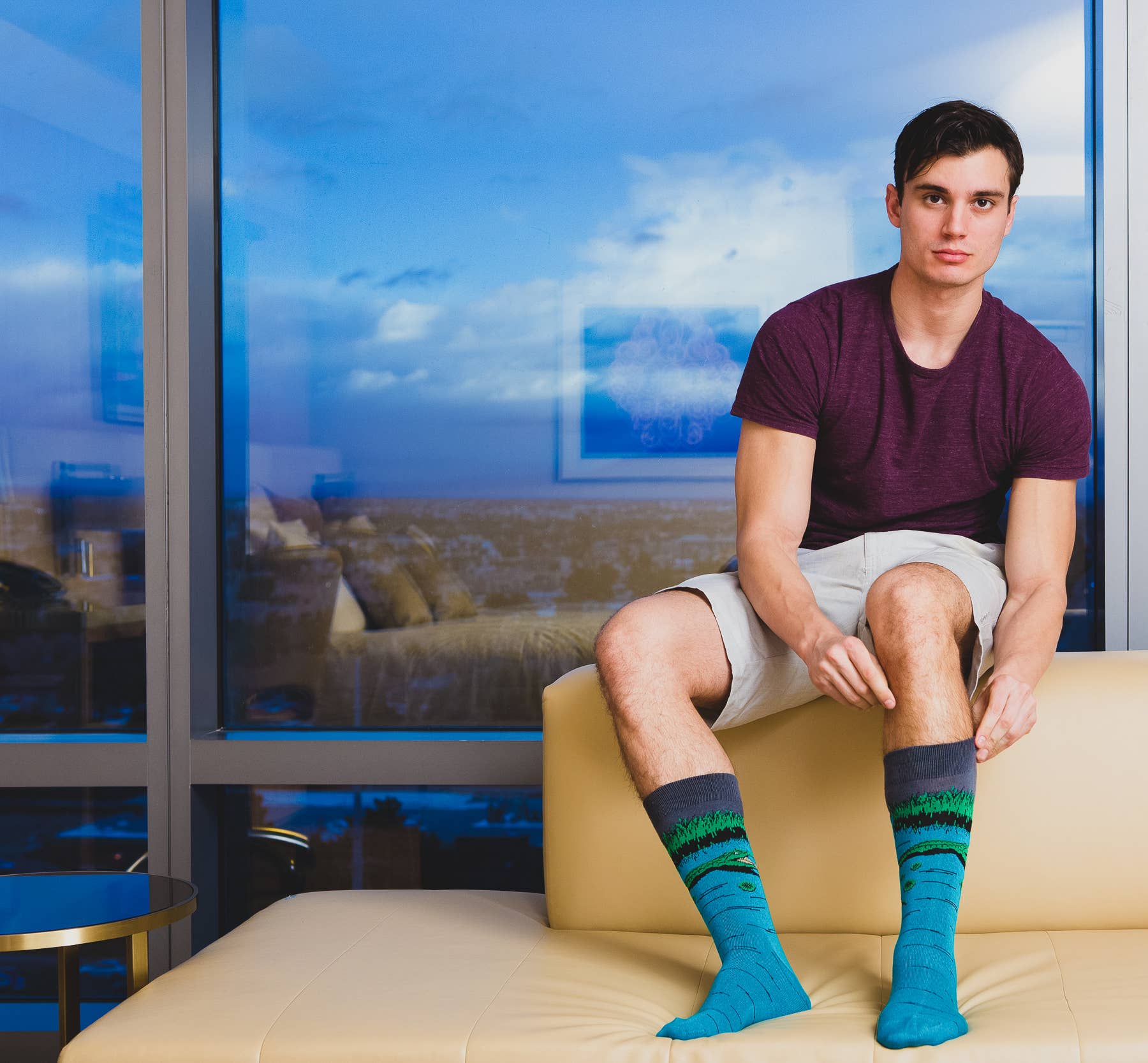 Infinity Classics International Inc. - MeMoi Later Gator Bamboo Blend Crew Socks: Blue / 10 13