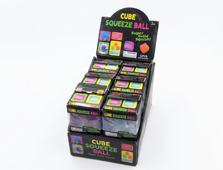 K & S WHOLESALE INC - Assorted Glitter Squishy Cube 12ct PDQ
