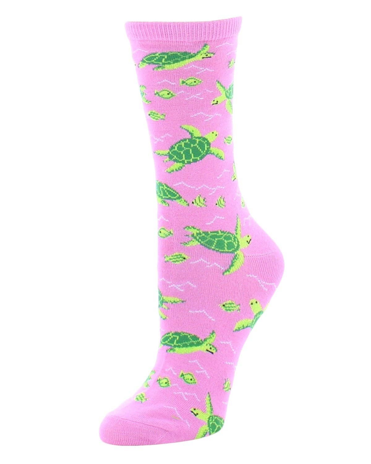 Infinity Classics International Inc. - MeMoi Turtle Time Bamboo Crew Socks: Black / 9-11