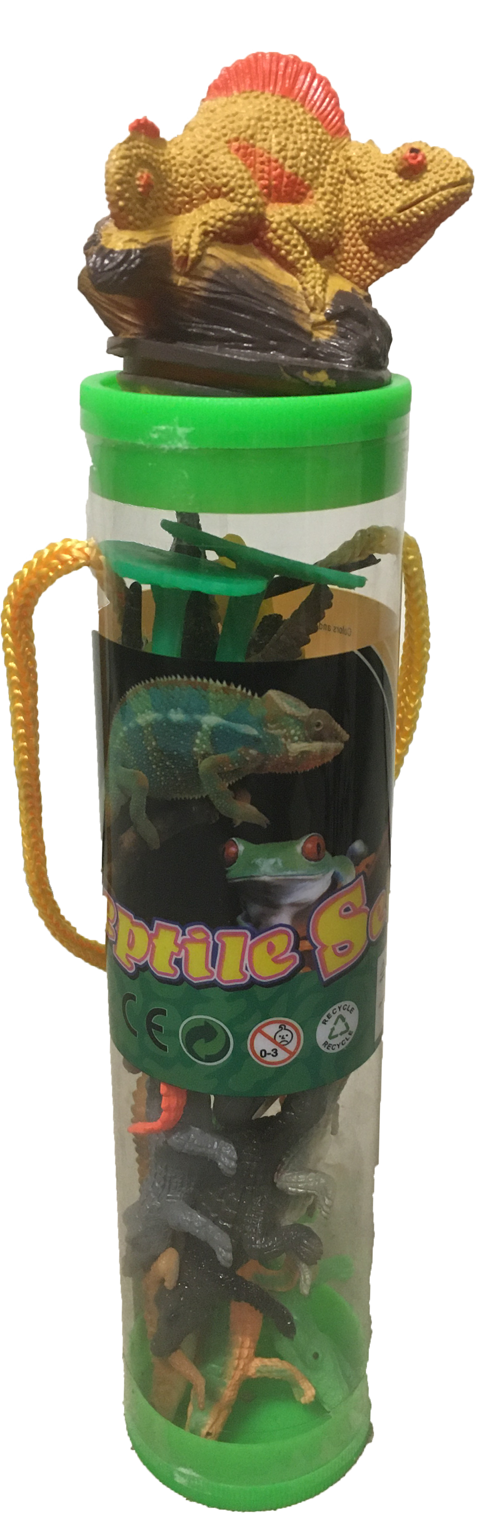 Texas Toy Distribution - Crocodile Figurines in Clear Tube with Reptile Head Topper