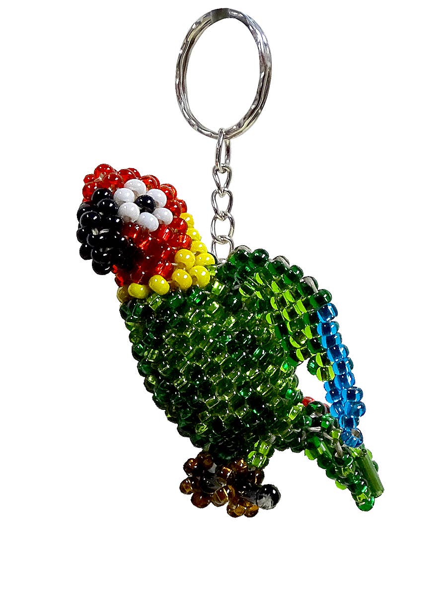 Pichincha - Beaded Parrot Bird Seed Bead Figurine Keychain
