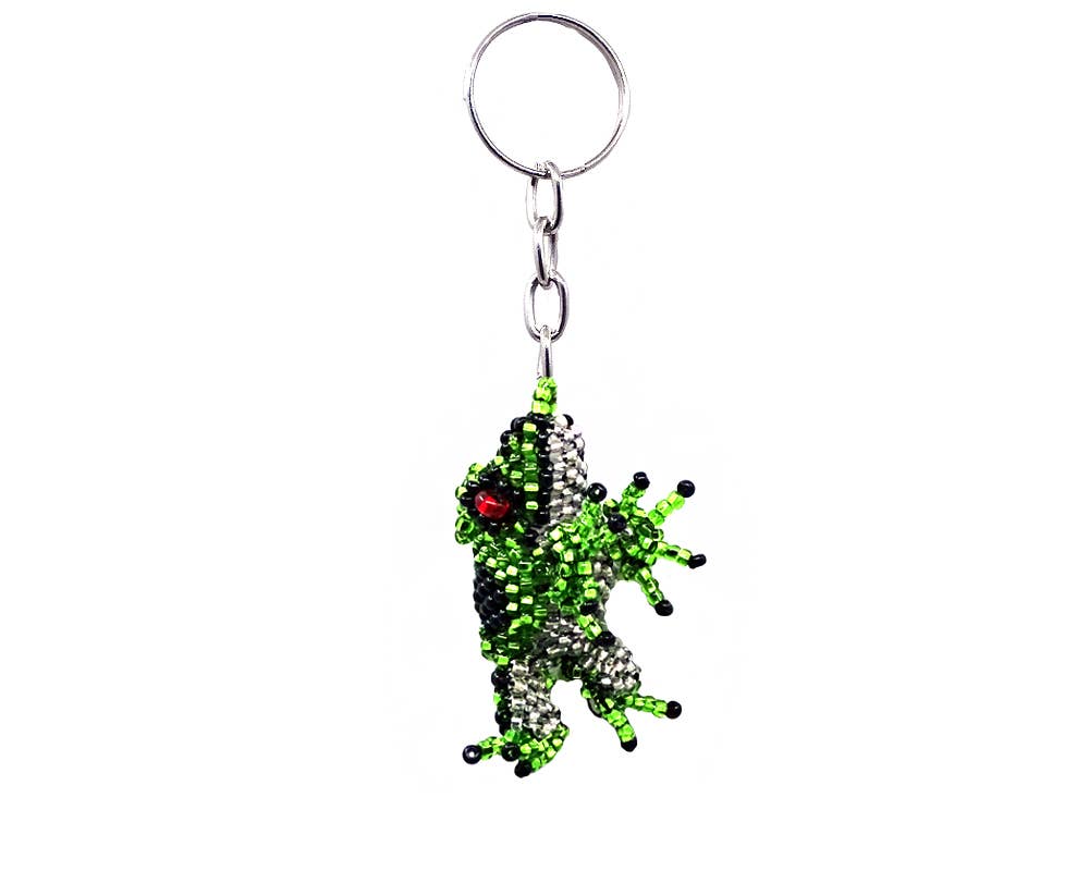 Pichincha - Beaded Frog Seed Bead Figurine Keychain