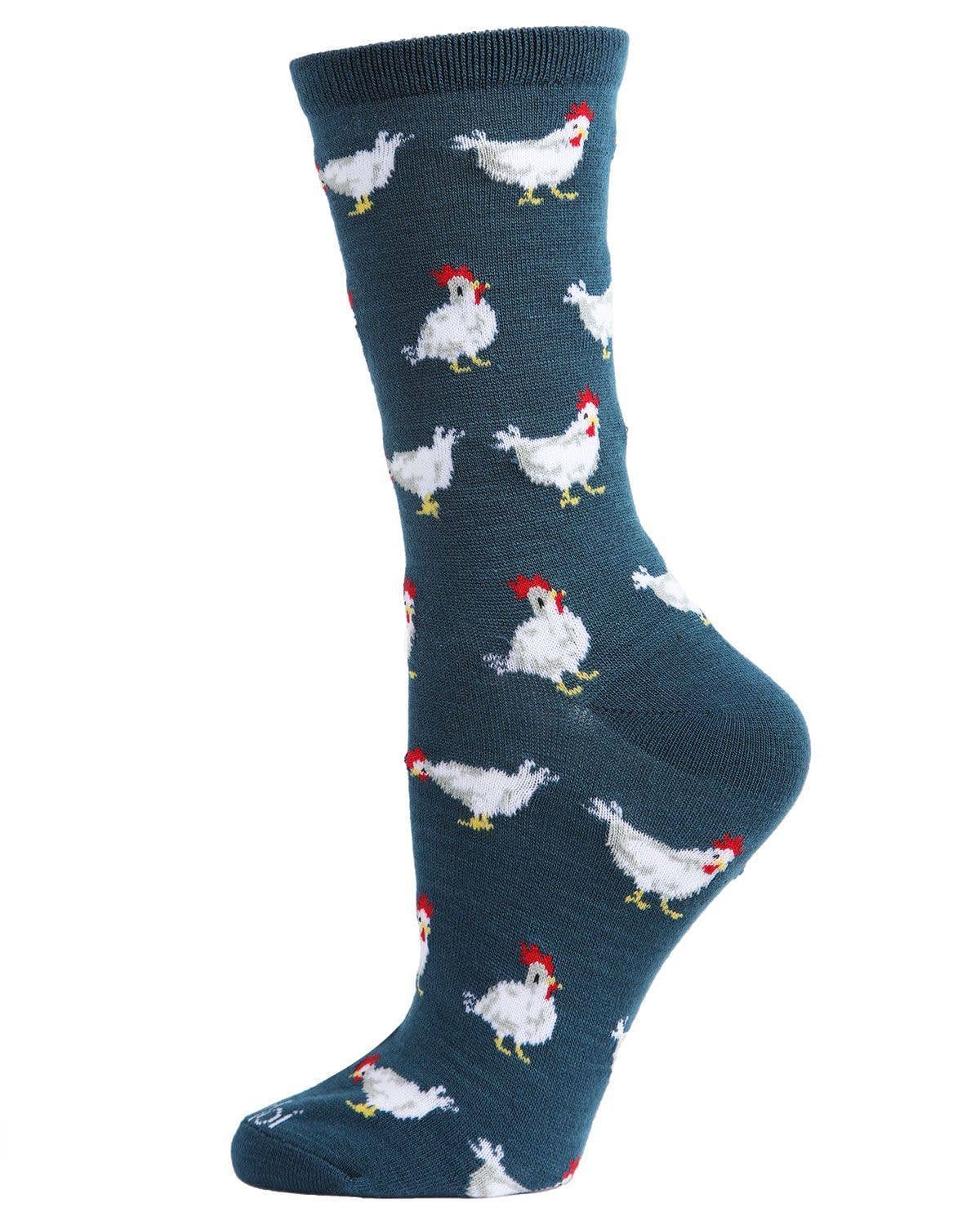 Infinity Classics International Inc. - MeMoi Chickens Bamboo Blend Crew Socks: Black / 9-11