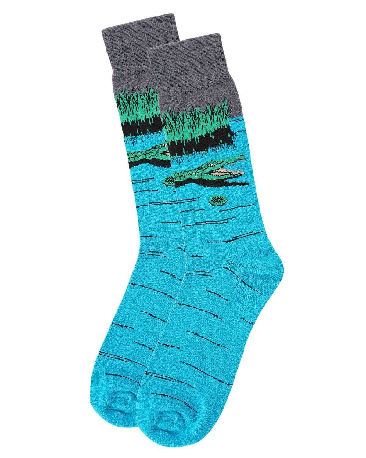 Infinity Classics International Inc. - MeMoi Later Gator Bamboo Blend Crew Socks: Blue / 10 13
