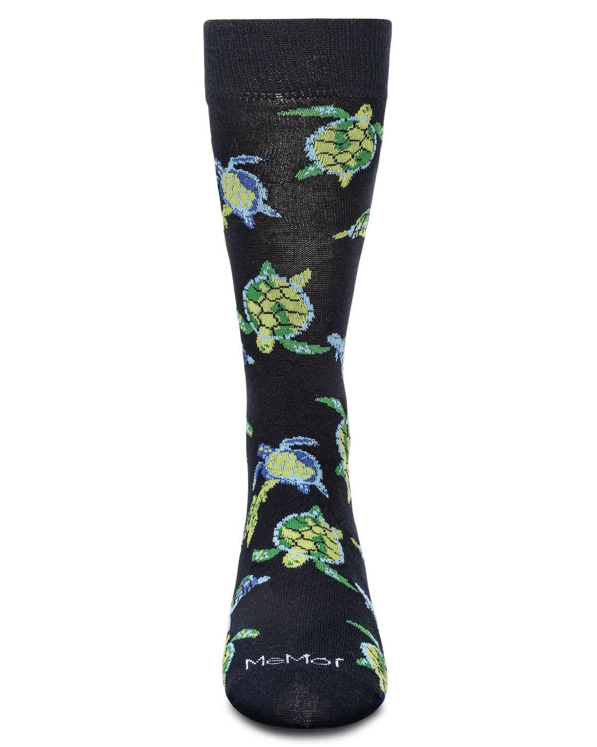 Men's Turtles Bamboo Crew Socks: Navy / 10-13