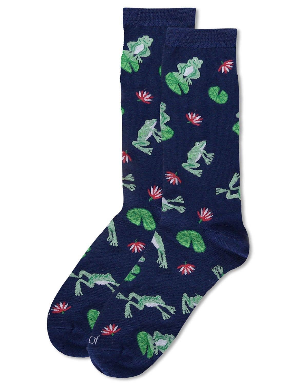 Infinity Classics International Inc. - Men's Frogs Bamboo Crew Socks: Navy / 10-13