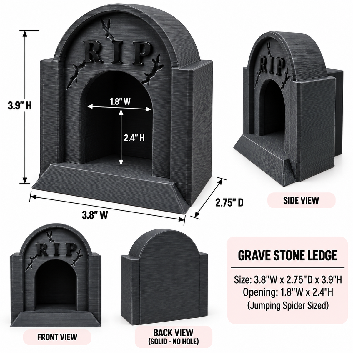 Gravestone Hide ForJumping Spiders