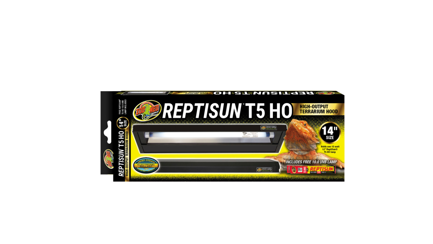 Zoo Med ReptiSun T5 High Output Light Hood with 10.0 UVB Lamp 14in