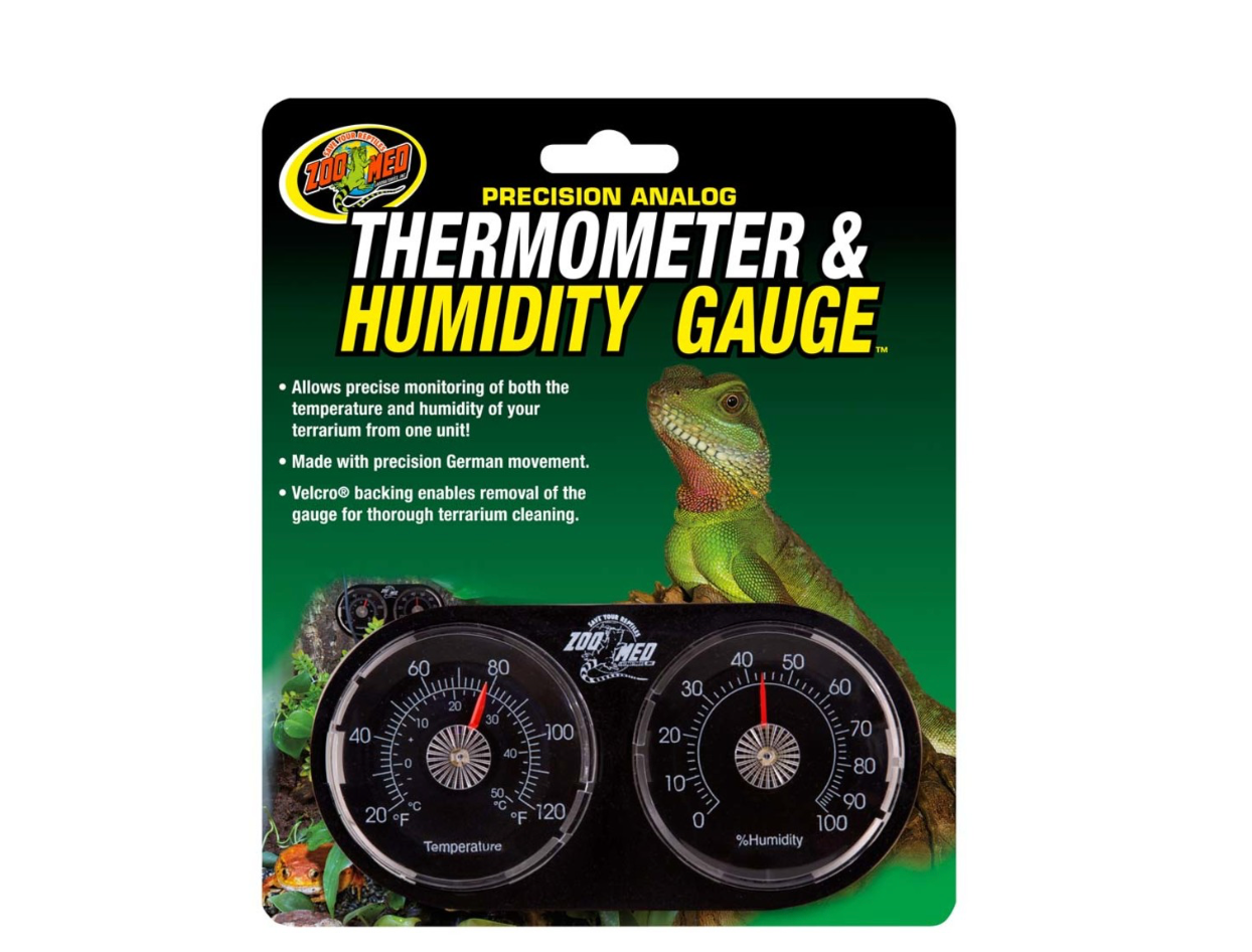 Zoo Med Precision Analog Thermometer & Humidity Gauge Black, 1ea