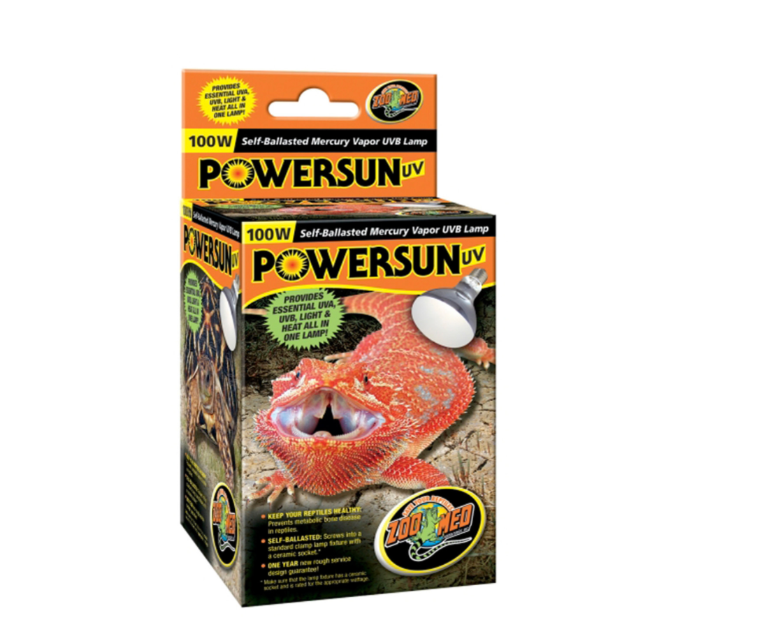 Zoo Med PowerSun UV Self-Ballasted Mercury Vapor Lamp Silver, 1ea/100 W