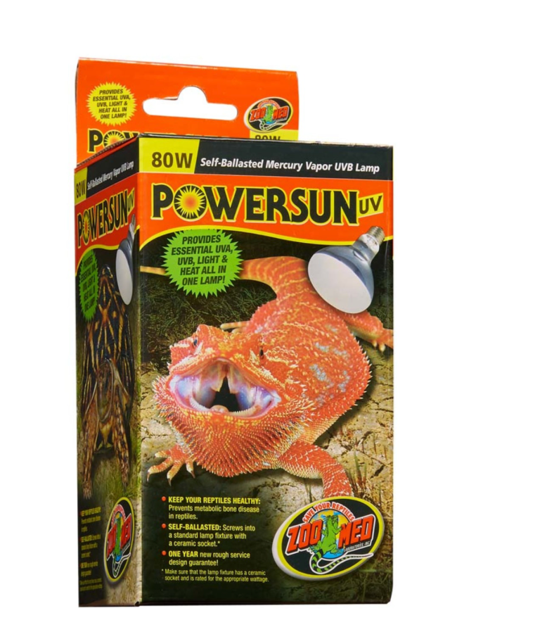 Zoo Med PowerSun UV Self-Ballasted Mercury Vapor Lamp Silver, 1ea/80 W