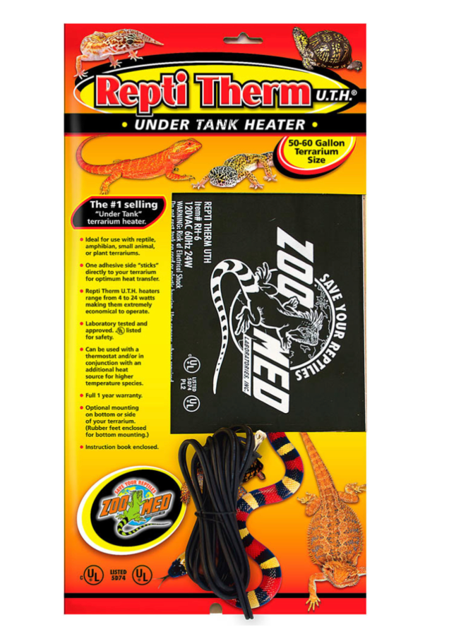 ZOO REPTITHERM 50-60GAL 8X18" UNDER THE TNK HTR