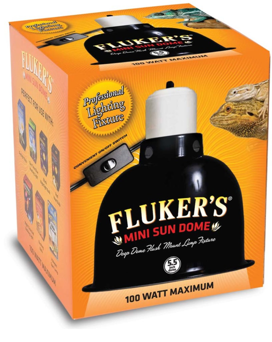 Fluker's Mini Sun Dome Lighting Fixture Black, 1ea/5.5 in