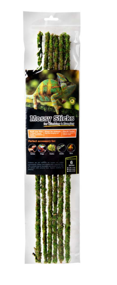 Galapagos Mossy Sticks Terrarium Ornament Fresh Green, 1ea/18 in, 6 ct