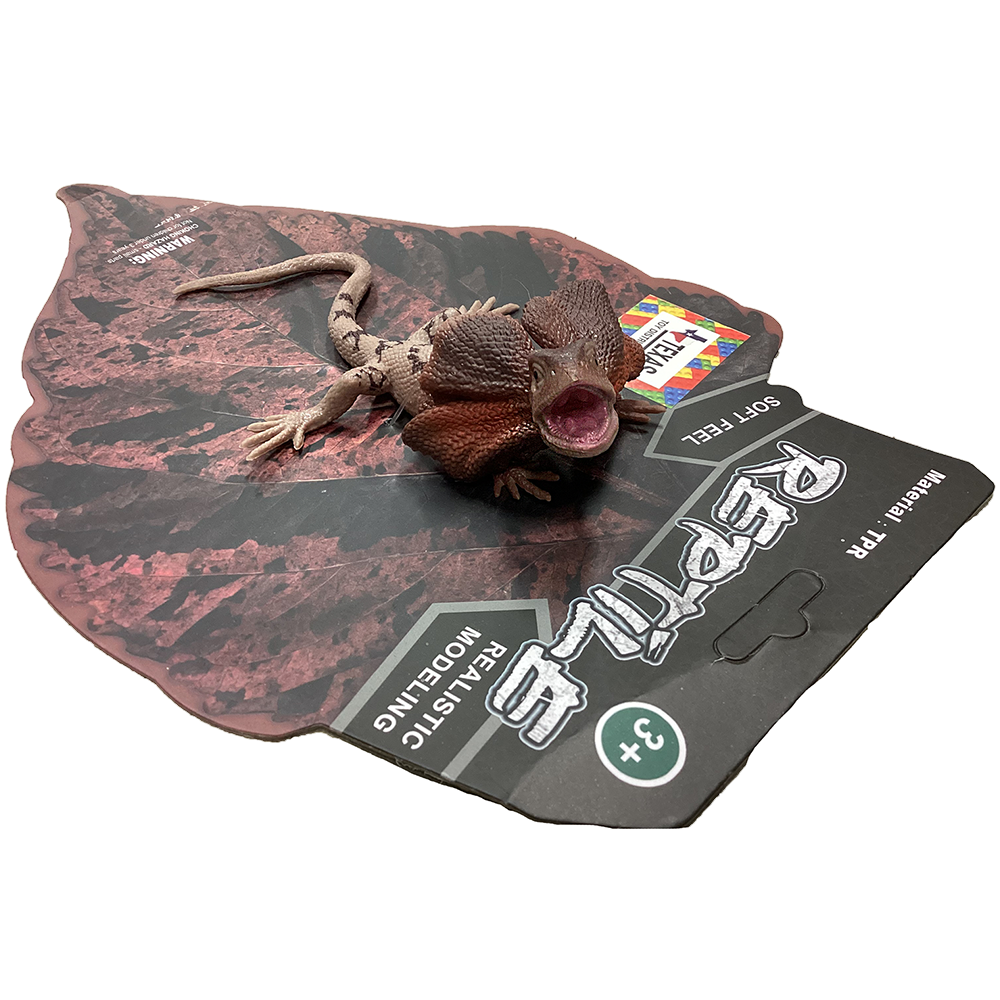Texas Toy Distribution - Frilled Lizard Reptile Figurine on Peggable Board
