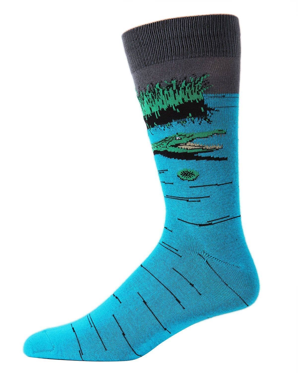 Infinity Classics International Inc. - MeMoi Later Gator Bamboo Blend Crew Socks: Blue / 10 13