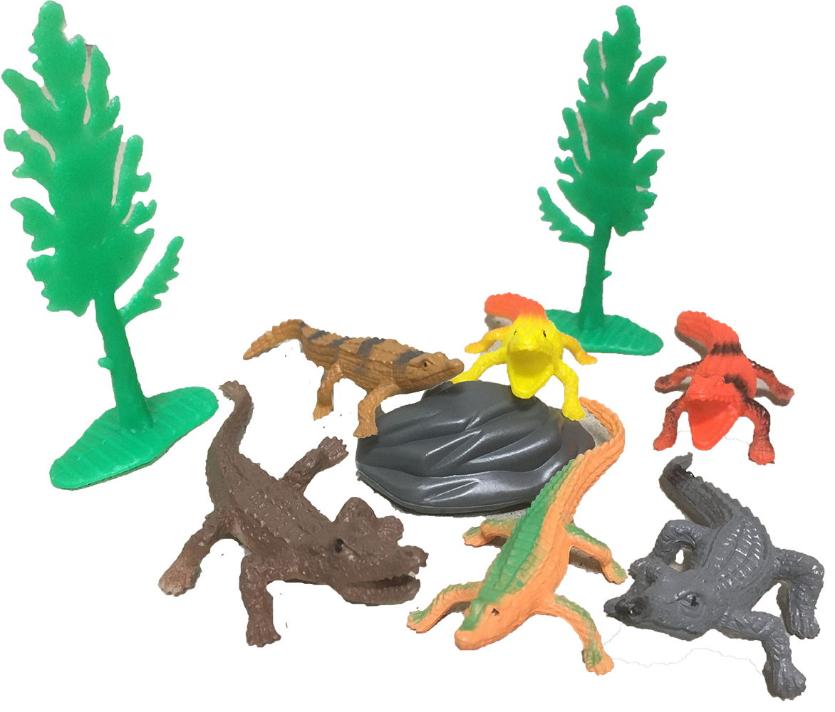 Texas Toy Distribution - Crocodile Figurines in Clear Tube with Reptile Head Topper